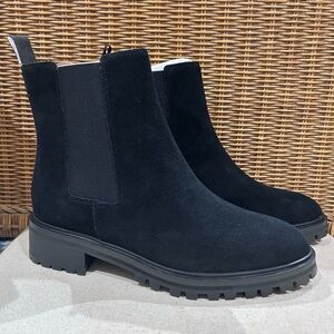 Quince Suede Leather Chelsea Boots Black Women’s Size 8 NEW